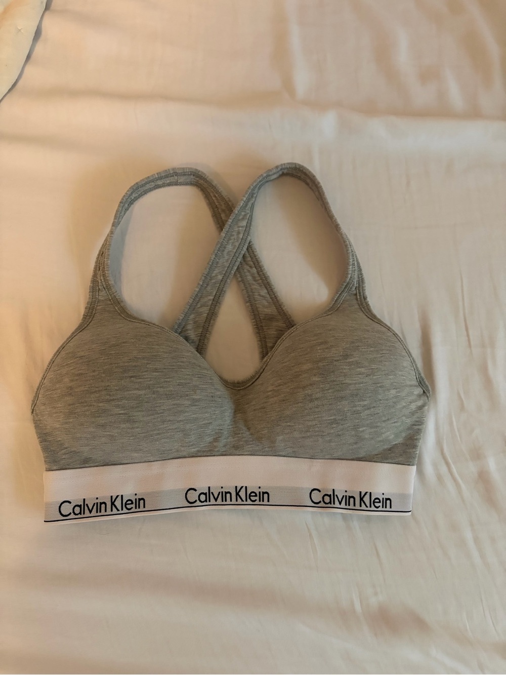 Calvin Klein Light Gray Racerback Wireless Bra - Picture 1 of 8
